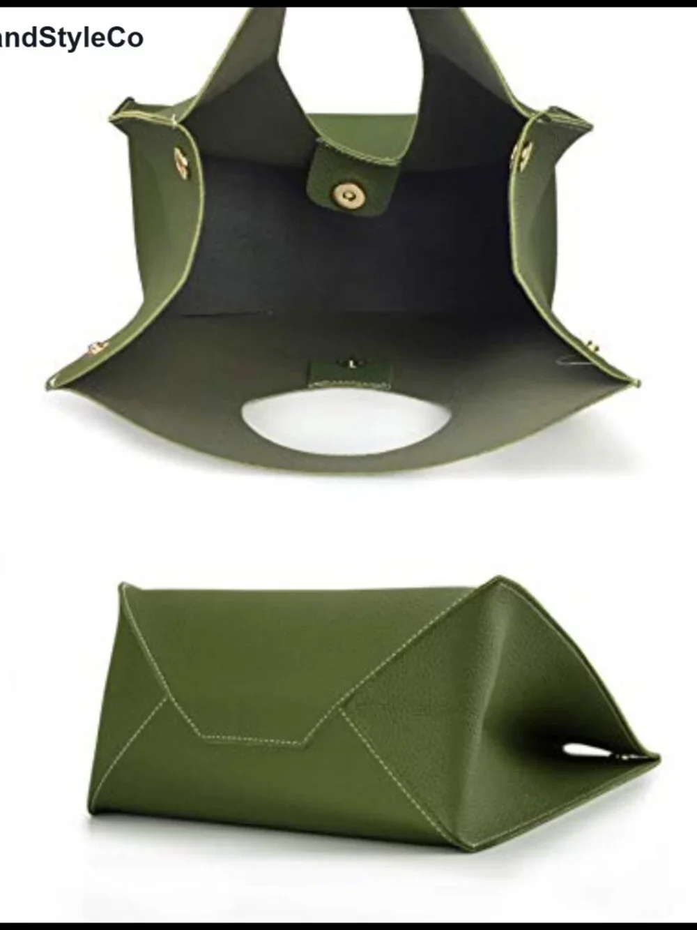 Vintage Minimalist PU Leather Clutch Handbag Small Tote Magnet Snap